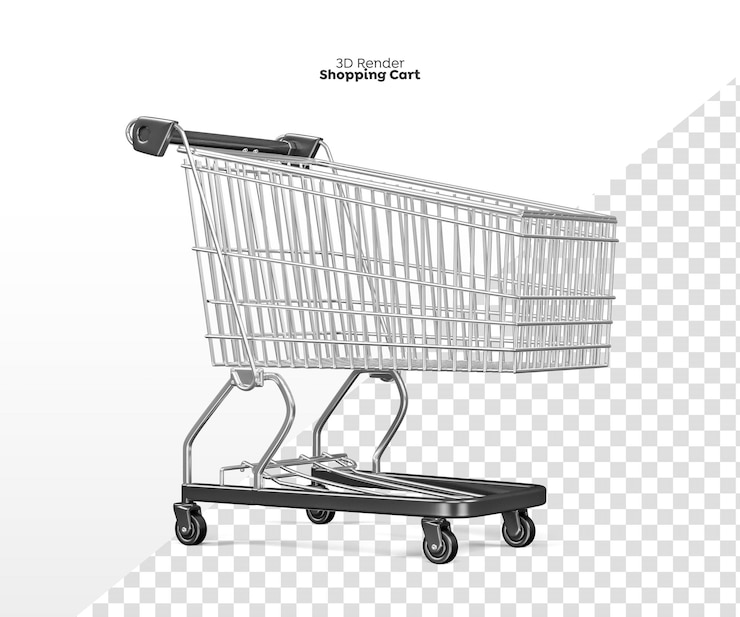 PSD carrito de compras, 3d, render, aislado