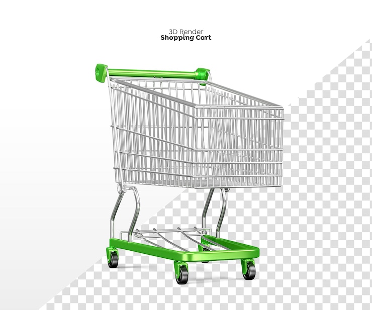 PSD carrito de compras, 3d, render, aislado