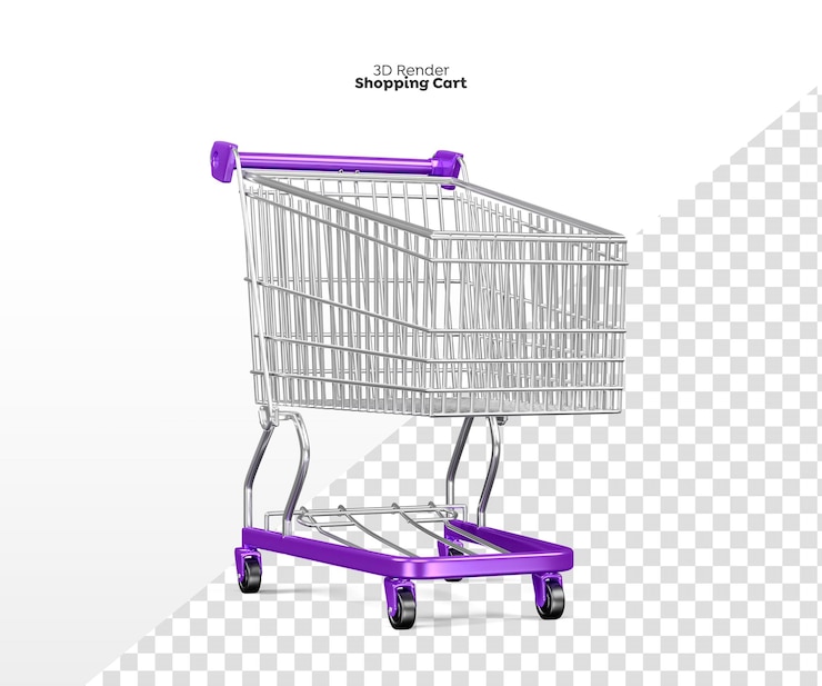 PSD carrito de compras, 3d, render, aislado