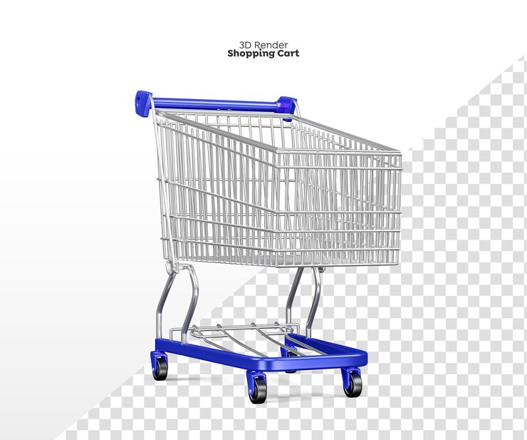 PSD carrito de compras, 3d, render, aislado