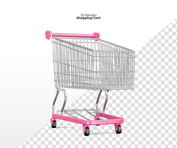 PSD carrito de compras, 3d, render, aislado