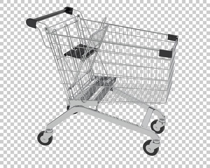 PSD el carrito de compras aislado en el fondo ilustración de renderización 3d