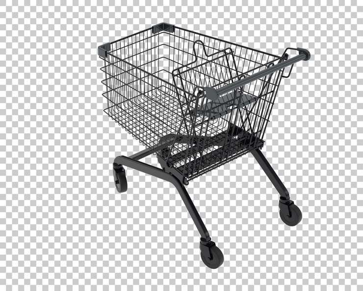 PSD el carrito de compras aislado en el fondo ilustración de renderización 3d