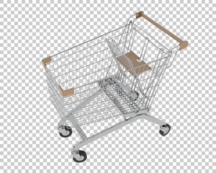 PSD el carrito de compras aislado en el fondo ilustración de renderización 3d