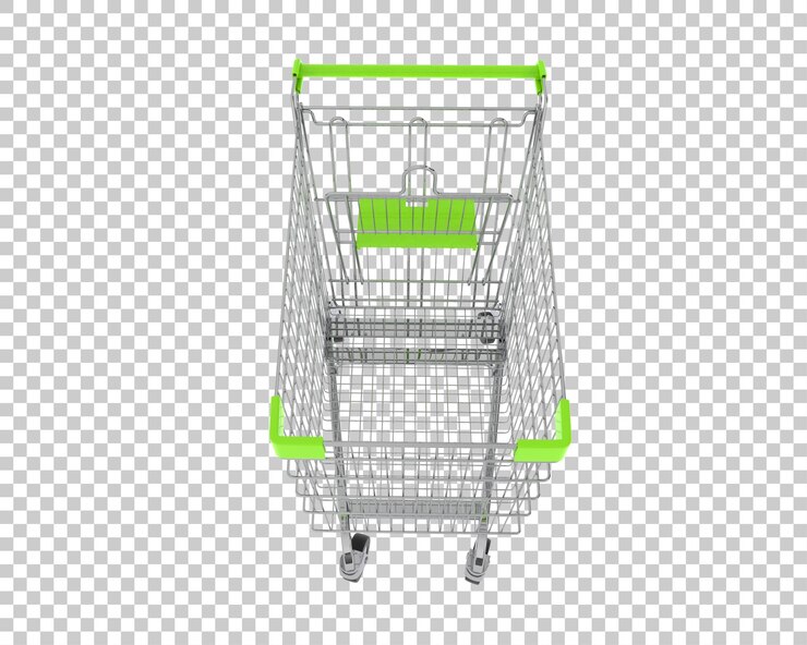 PSD el carrito de compras aislado en el fondo ilustración de renderización 3d