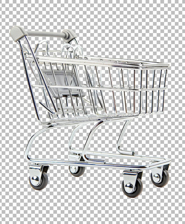 PSD carrito de compras aislado sobre un fondo transparente