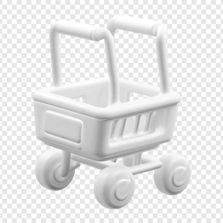PSD carrito de compras blanco modelo 3d compras en línea comercio electrónico
