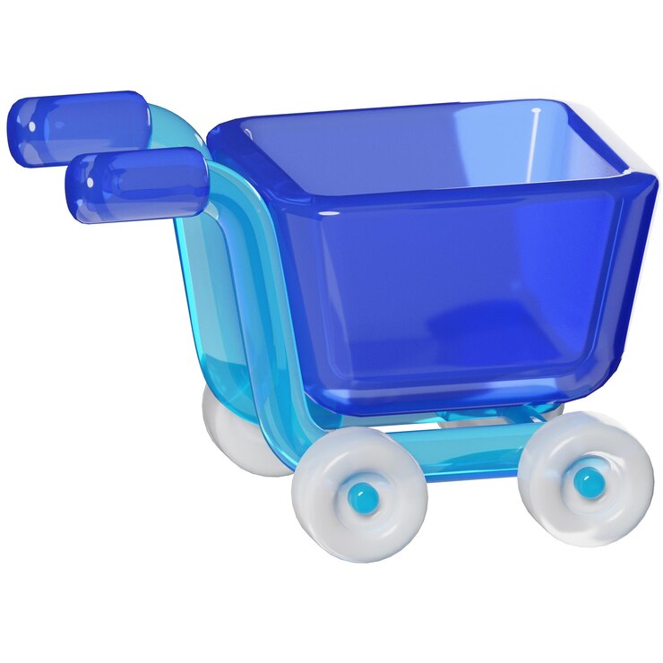 PSD el carrito de compras comercio azul 3d