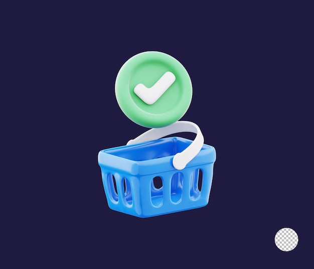 Carrito de compras digital con marca de comprobación y insignia de verificación que representa el icono de pago exitoso