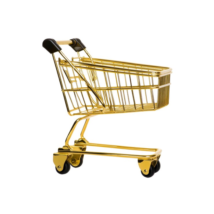 PSD el carrito de compras dorado sobre un fondo negro