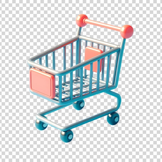 carrito de compras con icono de bolsa 3D aislado en fondo transparente