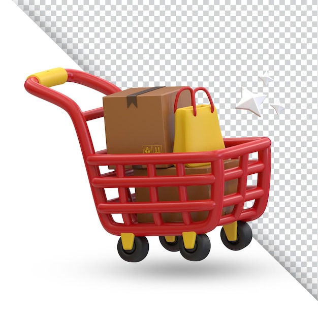 Carrito de compras. ilustración de renderizado 3d