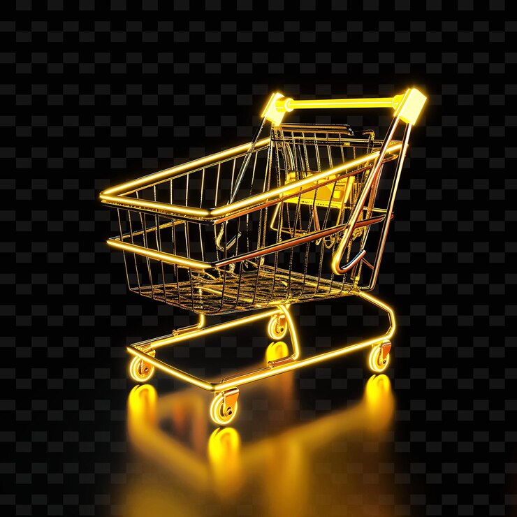 PSD un carrito de compras con un letrero que dice "compra" en él