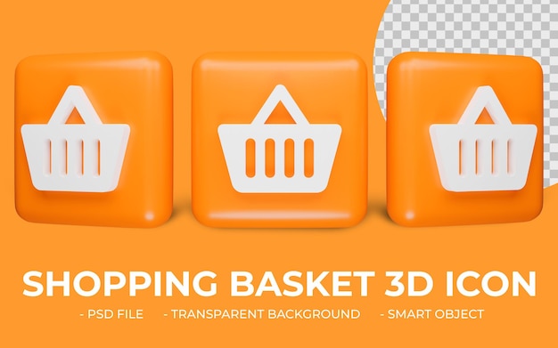 PSD carrito de compras o carrito de compras icono 3d rendering aislado