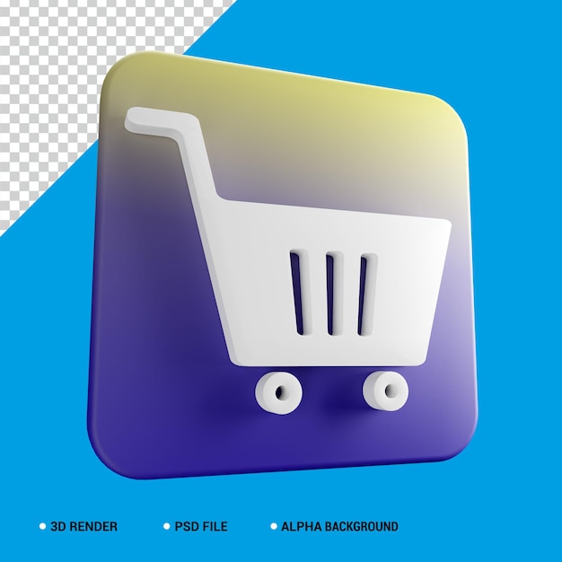 Carrito de compras tienda de comercio electrónico tienda en línea sitio web icono signo o símbolo ilustración 3d render