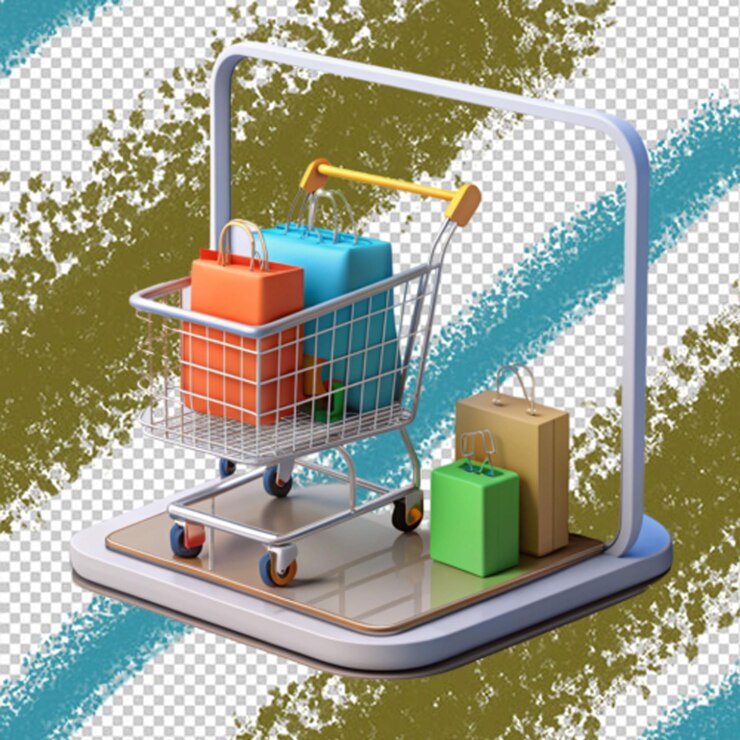 PSD el carrito de compras vacío aislado en un fondo transparente