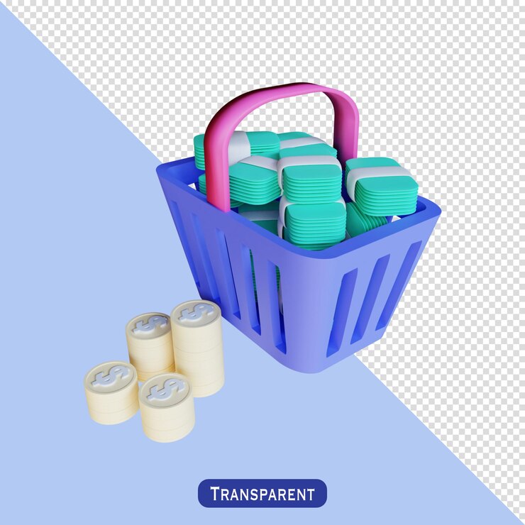 PSD carrito de dinero en estilo 3 d