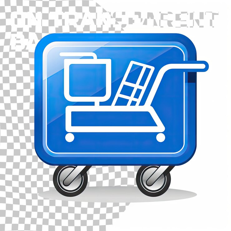 PSD carrito de entrega con icono de caja vector azul aislado en fondo transparente para cualquier diseño