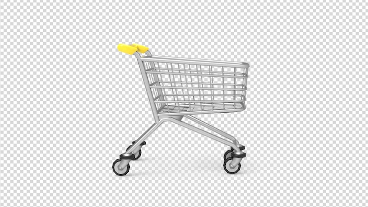 PSD carrito realista de supermercado psd con fondo transparente