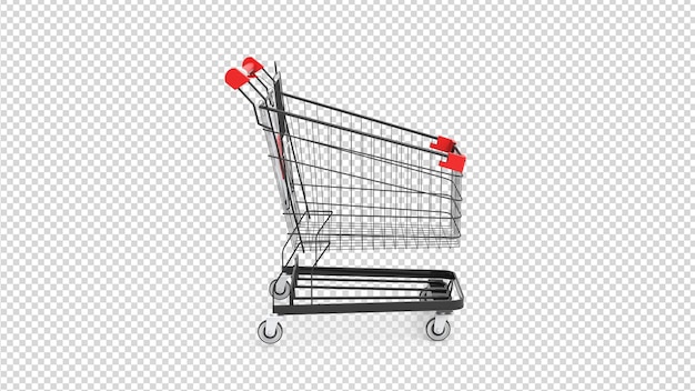 carrito realista de supermercado psd con fondo transparente