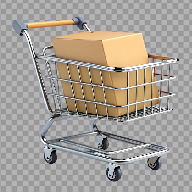 carrito de viernes negro con caja aislada en fondo transparente