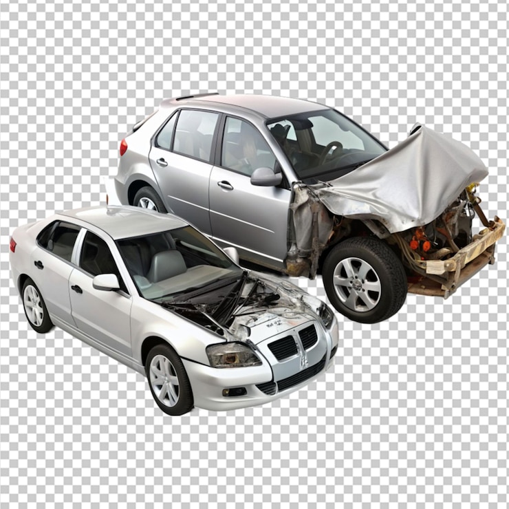 PSD carro acidental em fundo transparente