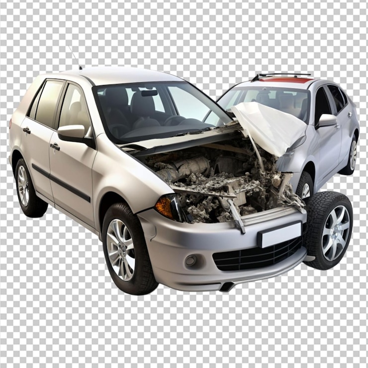 PSD carro acidental em fundo transparente