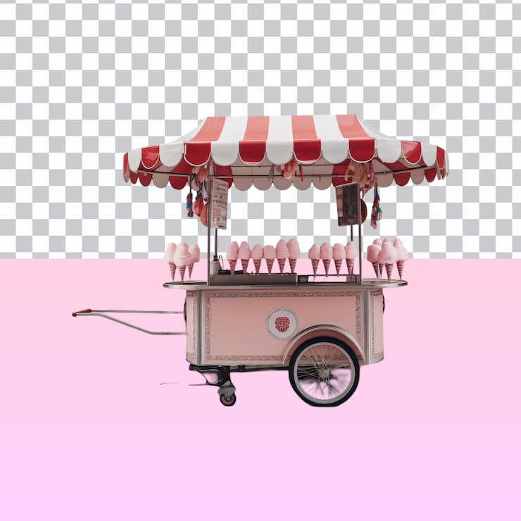 PSD el carro de algodón rosado está aislado.