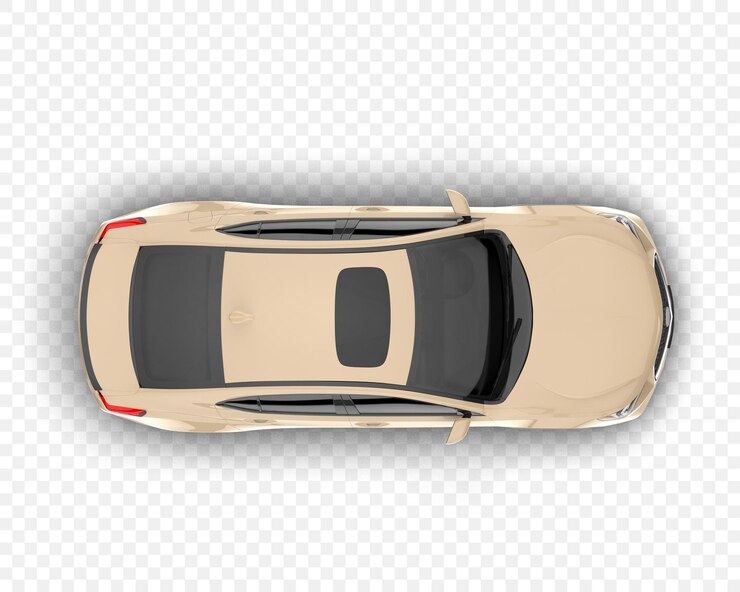 PSD carro bege com teto solar visto de cima