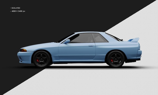 Carro de carreras deportivo clásico aislado azul mate realista desde la vista lateral izquierda