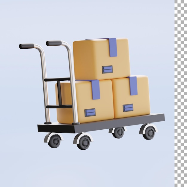 carro de carro y cajas 3d render