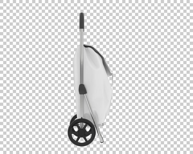 Carro de la compra en la ilustración de renderizado 3d de fondo transparente