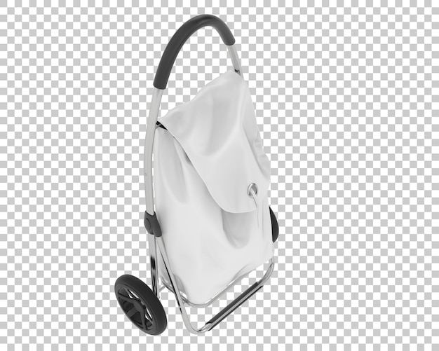 Carro de la compra en la ilustración de renderizado 3d de fondo transparente