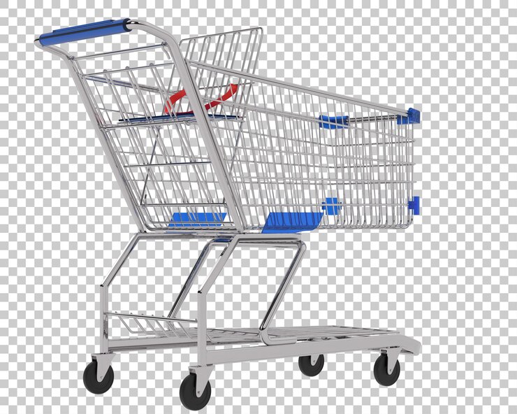 PSD carro de compras aislado sobre fondo transparente ilustración de renderizado 3d