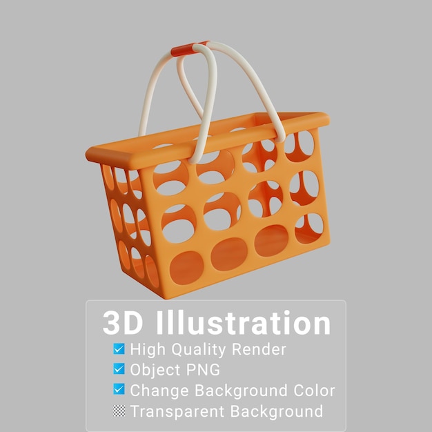 Carro de compras naranja de ilustración 3d
