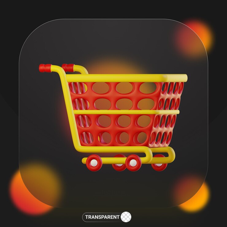 PSD carro de compras de negocios de renderizado 3d