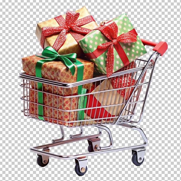 PSD carro de compras con regalos