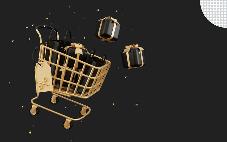 PSD carro de compras de super venta de viernes negro 3d