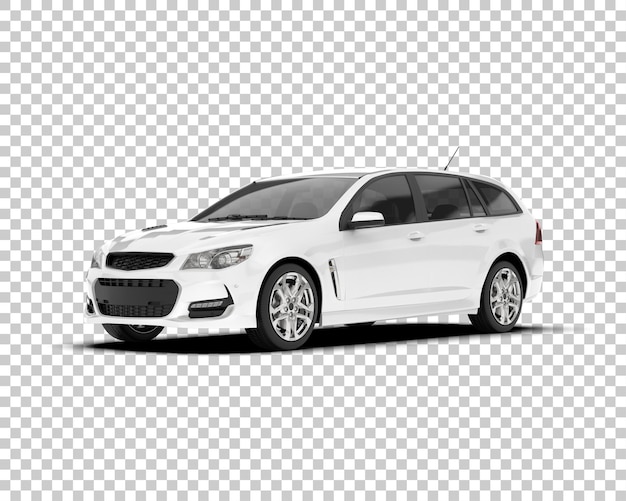 Carro da cidade branca na ilustração de renderização 3d de fundo transparente