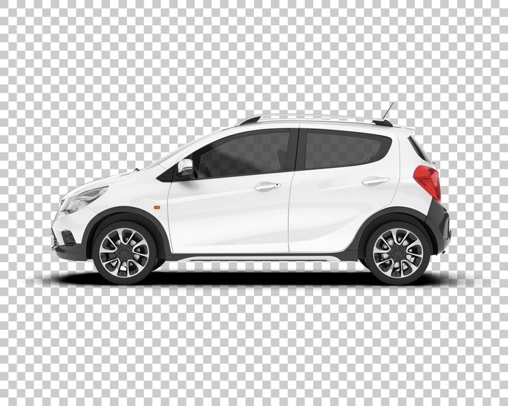 PSD carro da cidade branca na ilustração de renderização 3d de fundo transparente