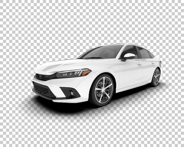 PSD carro da cidade branca na ilustração de renderização 3d de fundo transparente