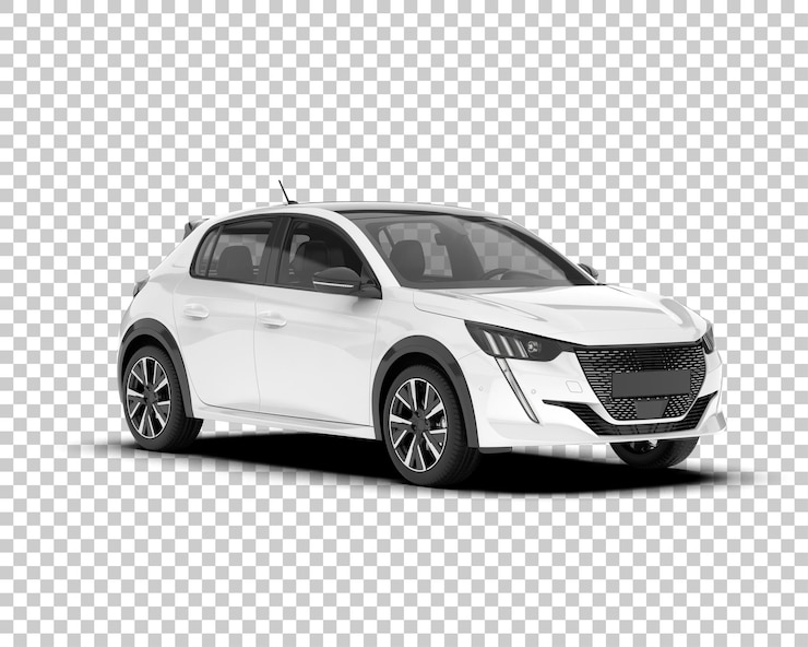 PSD carro da cidade branca na ilustração de renderização 3d de fundo transparente