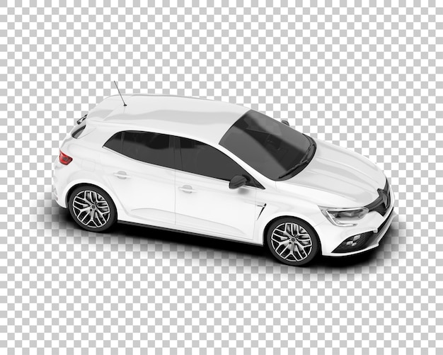 Carro da cidade branca na ilustração de renderização 3d de fundo transparente