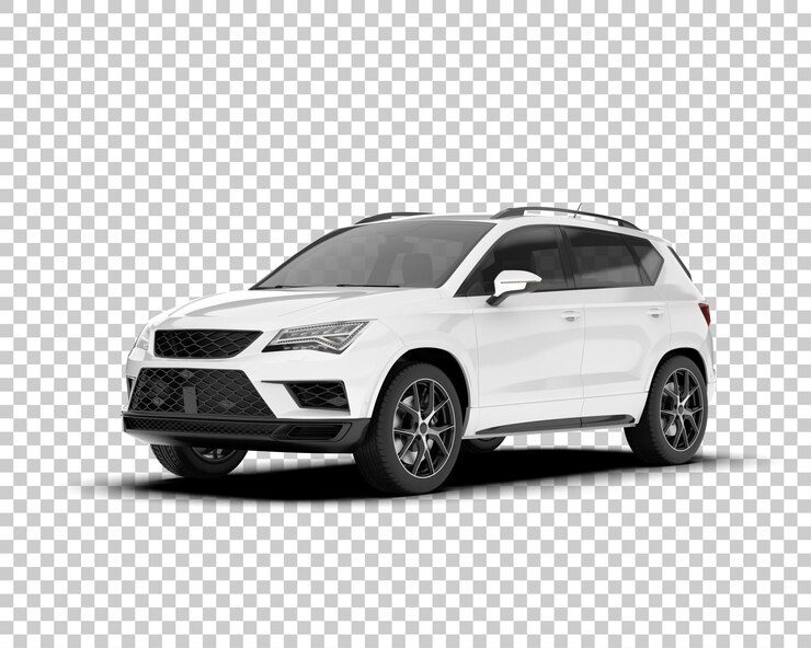 PSD carro da cidade branca na ilustração de renderização 3d de fundo transparente