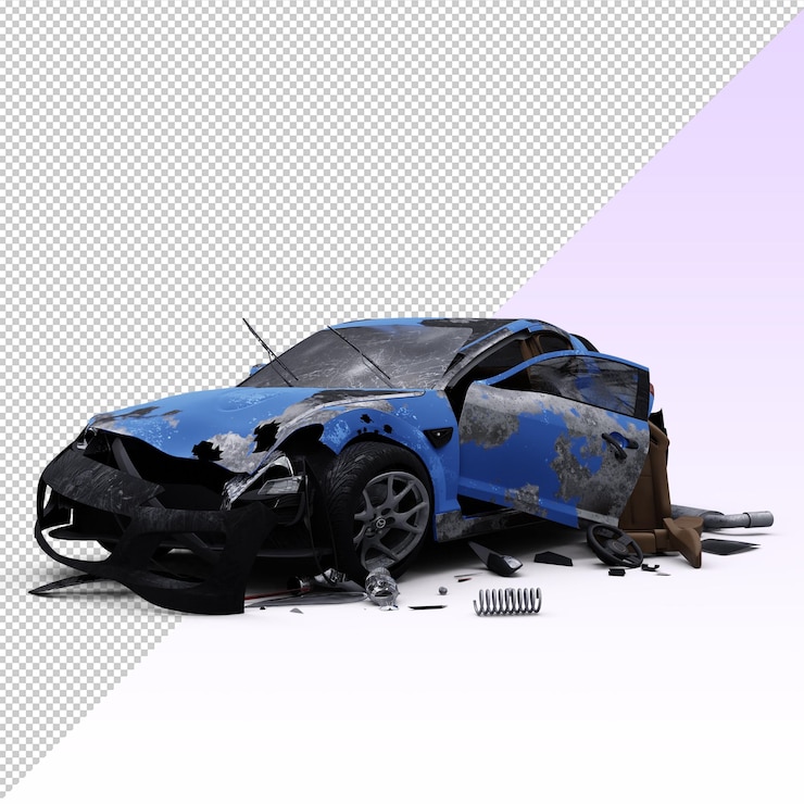 PSD carro danificado azul