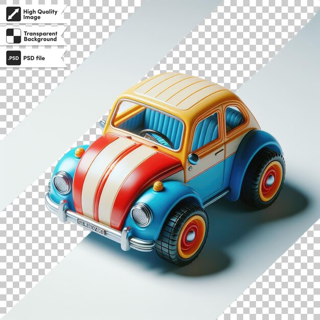 PSD carro de brinquedo colorido em psd em fundo transparente