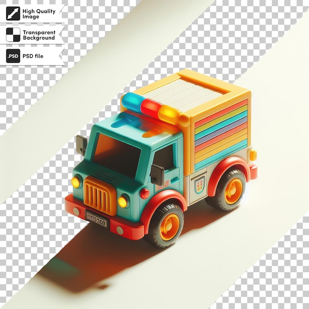 Carro de brinquedo colorido em psd em fundo transparente
