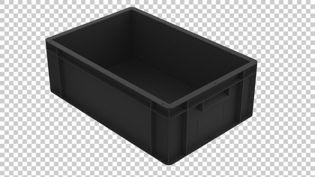 Carro de caixa de plástico vazio na ilustração de renderização 3d de cena realista