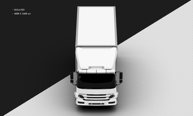 PSD carro de caminhão de caixa de transporte branco de metal realista isolado da vista frontal superior