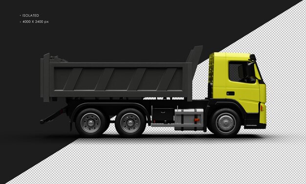 PSD carro de caminhões pesados de carga amarela metálica realista isolado do lado direito